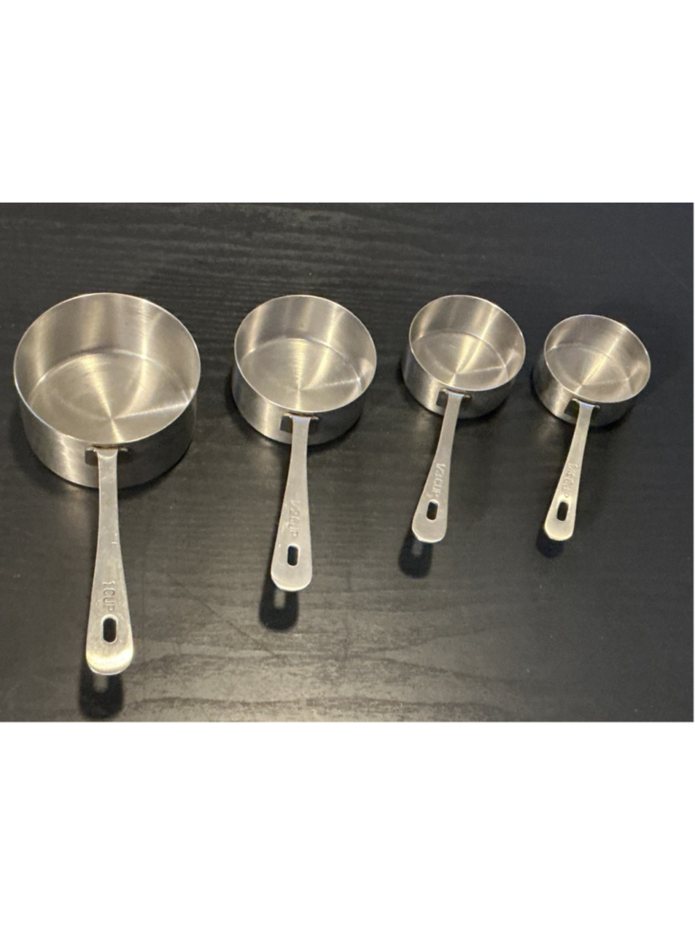 AMCO 864 ~ Set of 4 Measuring Cups ~ 1/4, 1/3, 1/2, 1 Cup ~ 18/8 Stainless Steel